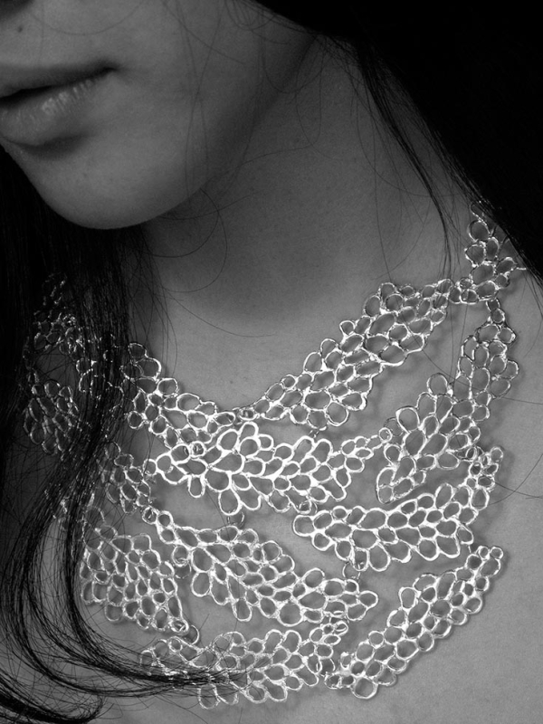 Scales Necklace, sterling silver. Modeled by Allison Kong. (Lia Branning-Chen)