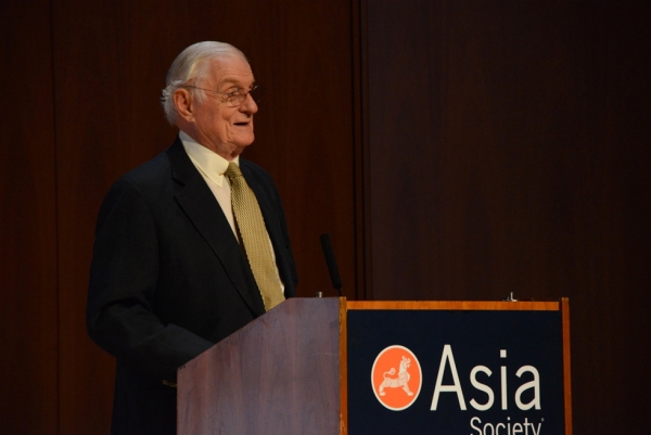Ambassador Nicholas Platt, Asia Society President Emeritus, delivers welcoming remarks at Asia Society New York on June 20, 2013. (Kenji Takigami/Asia Society)