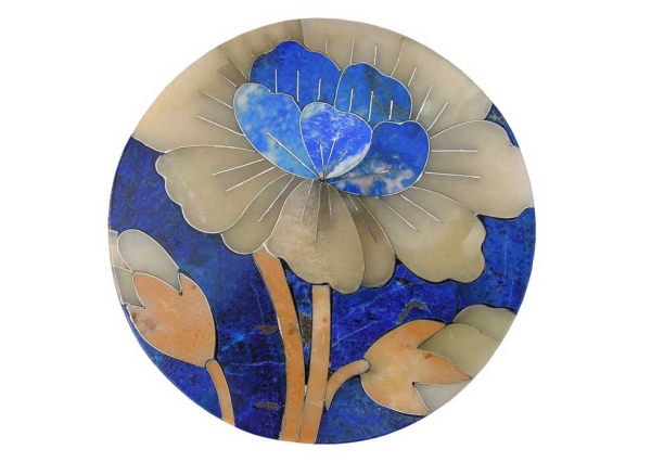 Chrysanthemum coaster (lapis, onyx, marble). (Omer Gilani @ Happa Studio)