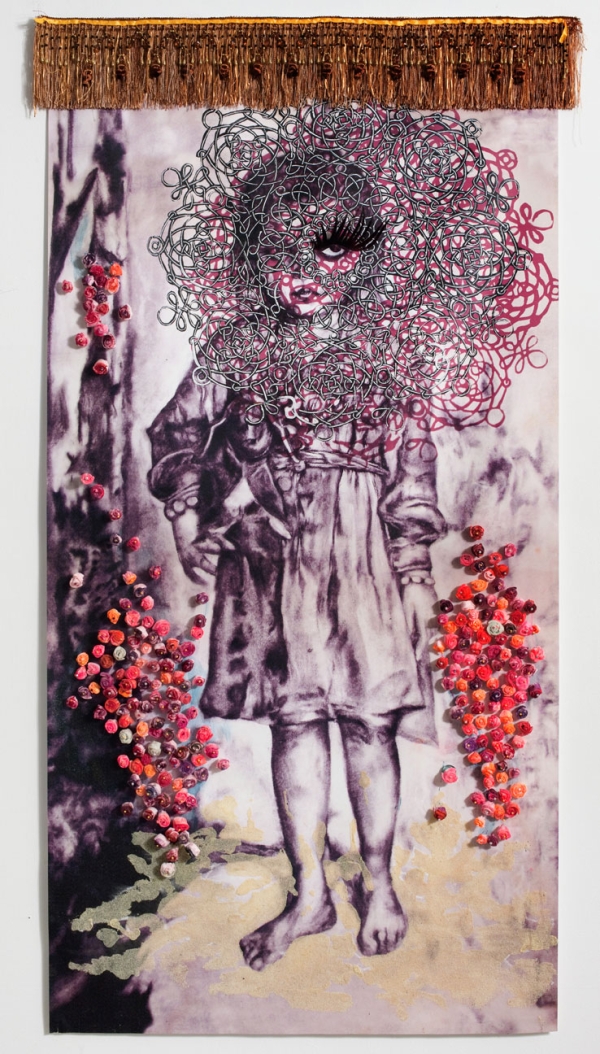 Chitra Ganesh, The Unknowns: Figure (Ma) (2009), charcoal on paper and mixed media, 101.6 x  203.2 cm. Ganesh's current work in charcoal evolved from this series. 