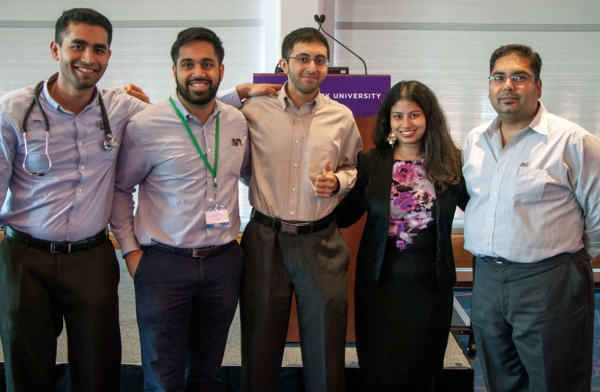 The other team of New York semi-finalists developed SmartScope, a stethoscope designed to measure more than just a heartbeat. L to R: Muhammad Ziauddin, Yasir Malik, Imran Qureshi, Sharmeen Noor, and Haider Cheema. (Nausher Sukhera)