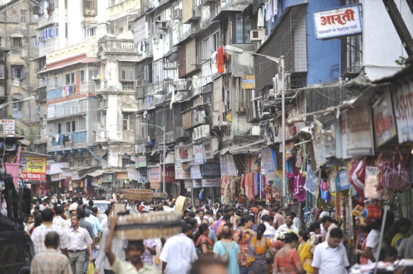 A crowded street in an old quarter of Mumbai. (Tom Carter)