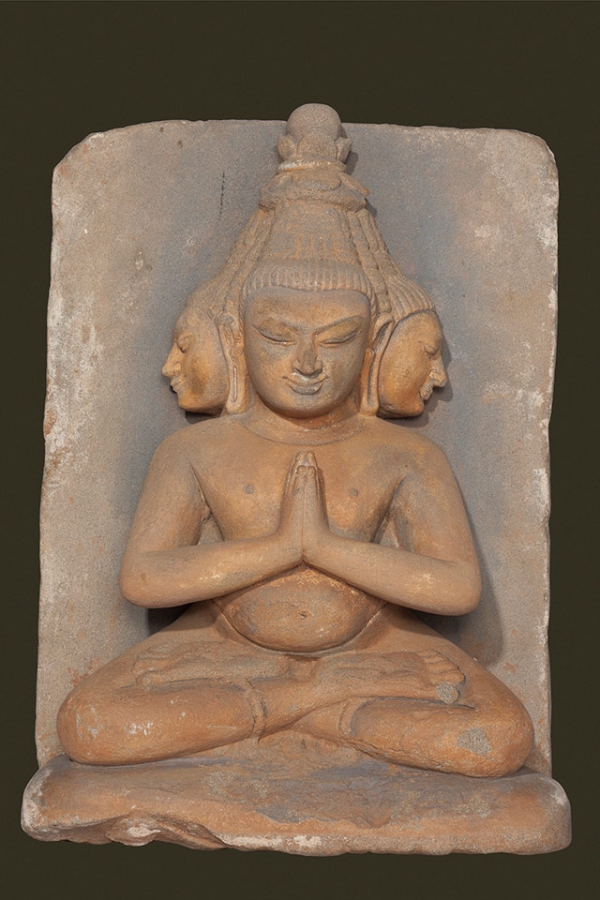 Brahma; Pagan period, ca. 11th–13th century; Sandstone; H. 131/4 x W. 10 x D. 43/4 in. (33.7 x 25.4 x 12 cm). Bagan Archaeological Museum. (Sean Dungan)