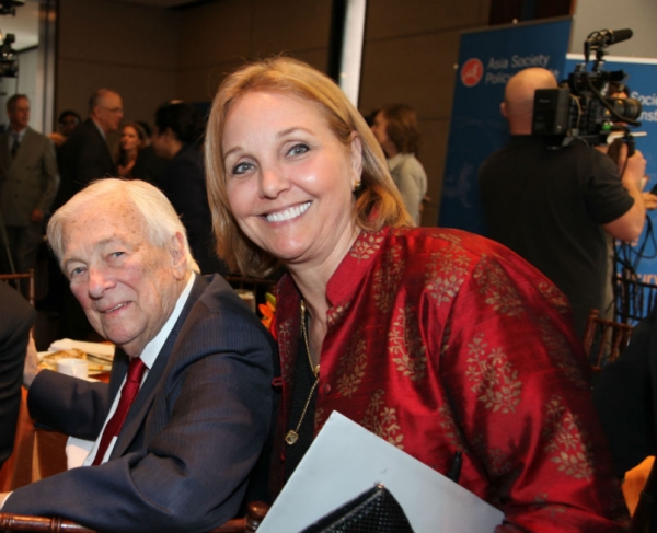 John C. Whitehead with Asia Society President and CEO Josette Sheeran at the launch of the Asia Society Policy Institute in 2014. (Ellen Wallop)