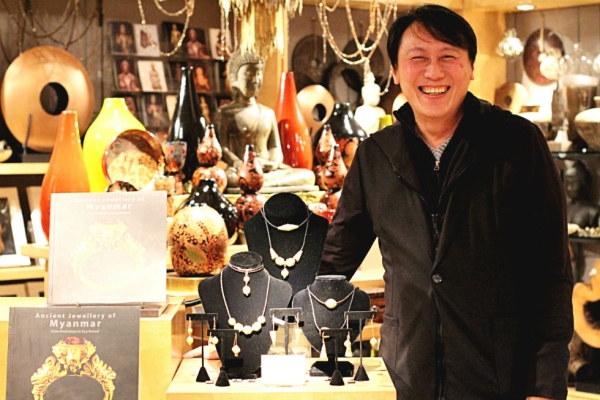 Designer Terence Tan with his collection at Asia Society New York in February 2015. (Zhi Yin Yong)