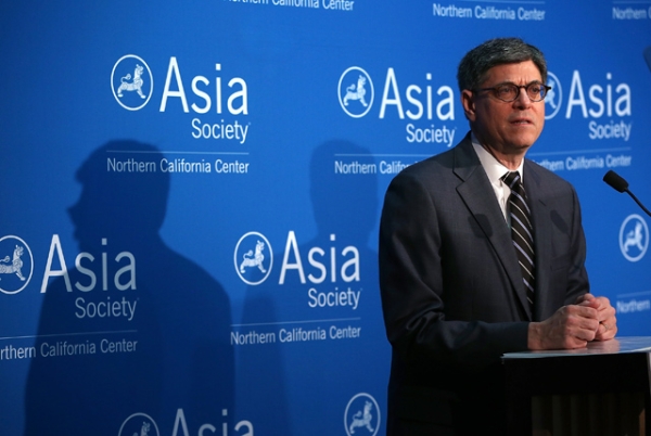 U.S. Secretary of Treasury Jacob Lew speaks at Asia Society Northern California on March 31, 2015 in San Francisco, California. (Justin Sullivan/Getty Images)
