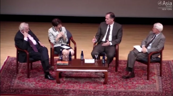 Andrew G. Walder, Roderick MacFarquhar, Susan Shirk, and Orville Schell at a May 22 Asia Society panel (Asia Society)