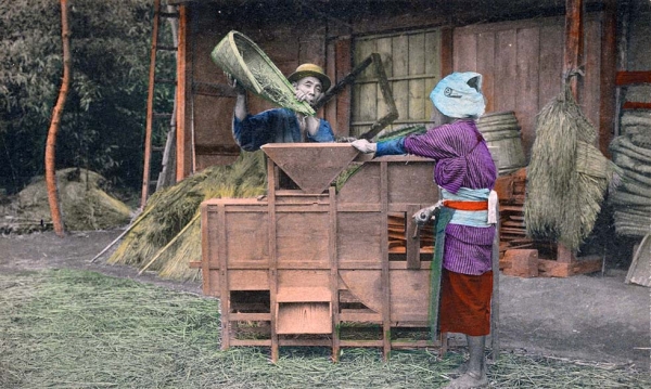 "Winnowing of ride [i.e., rice] with hand and machine." 1910-1919. (New York Public Library)