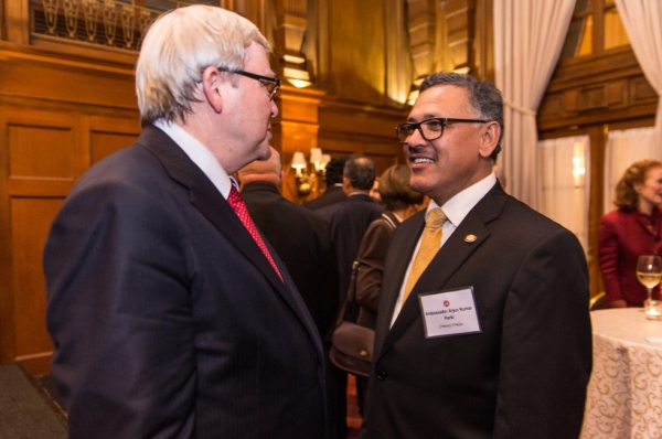 Kevin Rudd, President of Asia Society Policy Institute (left) with His Excellency Arjun Kumar Karki, Ambassador of Nepal to the United States (right). (Nick Khazal/Asia Society)
