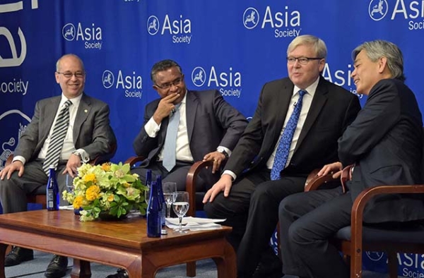 (L to R) Daniel Russel, Rui Maria de Arujo, Kevin Rudd, and Albert Chua discuss ASEAN at Asia Society in New York on September 23, 2016. (Elsa Ruiz/Asia Society)