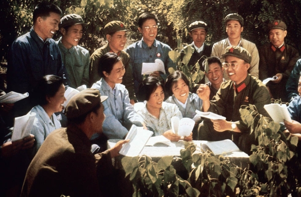 Chinese youth with Red Guards study copies of Mao Zedong's "Little Red Book" in a picture released in 1971 by the official Chinese Xinhua News Agency. (STR/AFP/Getty Images)