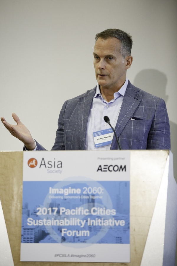 Stephen Engblom, Global Director, Cities for AECOM provides opening remarks. (Photo by Ryan Miller/Capture Imaging)