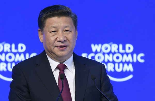 China's President Xi Jinping delivers a speech on the opening day of the World Economic Forum, on January 17, 2017 in Davos. (Fabrice Coffrini/AFP/Getty)