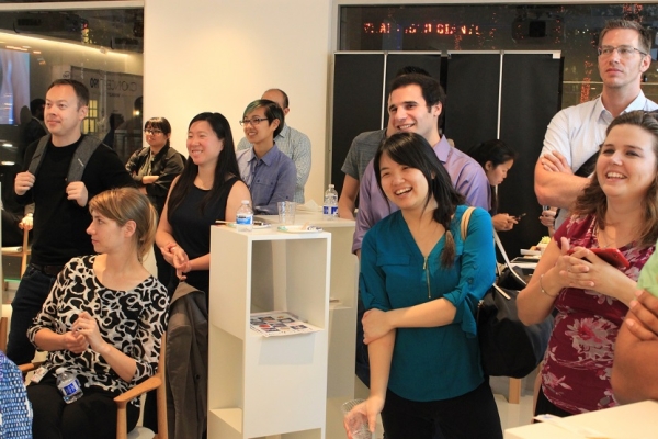 People chuckle with amusement during the presentations. (Minlu Gan/Asia Society)