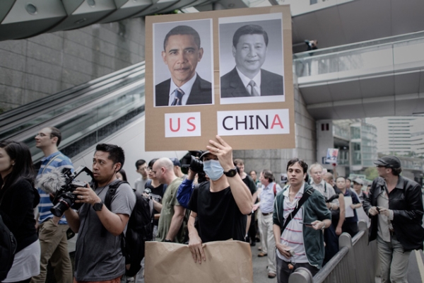 Protesters march to the U.S. consulate in support of Edward Snowden in Hong Kong on June 15, 2013. (AFP/Getty Images)
