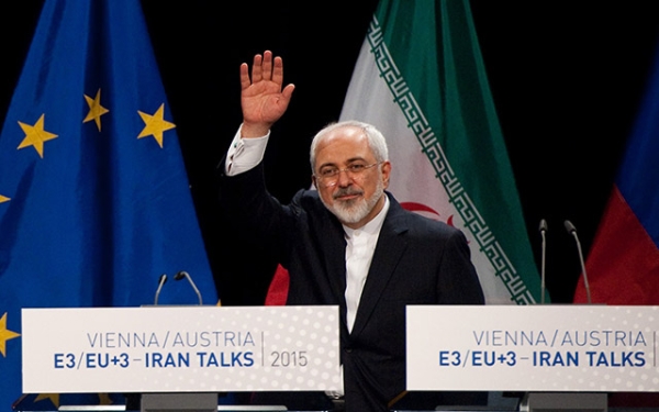Iranian Foreign Minister Mohammad Javad Zarif leaves a final press conference of Iran nuclear talks in Vienna, Austria on July 14, 2015. (Samuel Kubani/AFP/Getty Images)