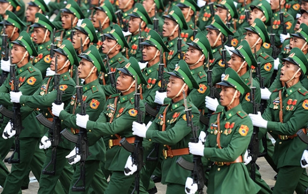 Soldiers parade in front of the mausoleum of late president Ho Chi Minh, founder of today's communist Vietnam, as the communist regime celebrates its 70th anniversary in Hanoi on September 2, 2015. (Hoang Dinh Nam/AFP/Getty Images)