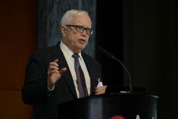 University of Chicago professor James Heckman speaks at the Forum on the Future of Education in Asia in Hong Kong on November 16, 2015. (Alex Leung/Asia Society)