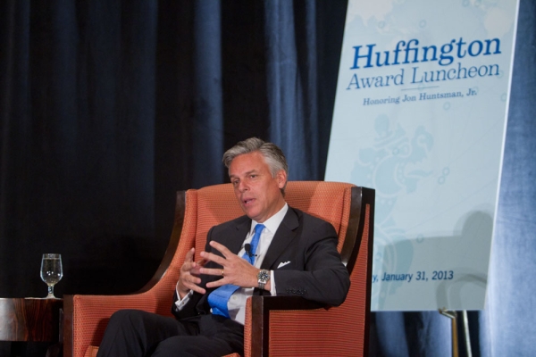 Huntsman answers a question from the audience. (Richard Carson)