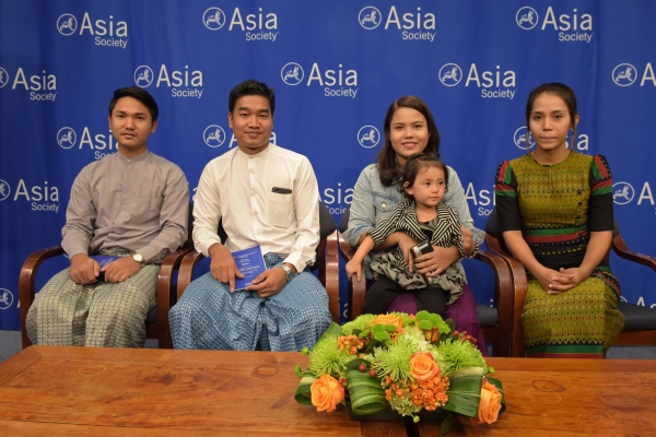 Family members of the 2018 Oz Prize honorees attended the awards luncheon: Win Khant Kyan, Thura Aung, Chit Suu Win, Nyo Nyo Aye, and two-year old Moe Thin Wai Zin.