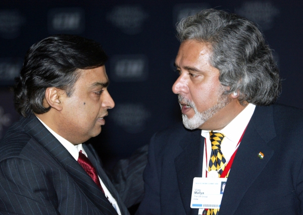Mukesh Ambani (L) and Vijay Maliya (R)