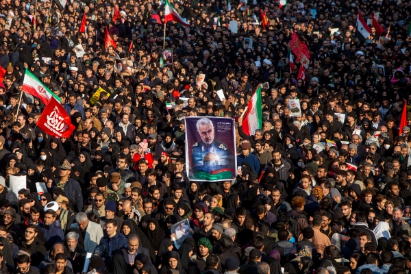 Iranians attend the funeral of Maj. Gen.  Qassim Suleimani