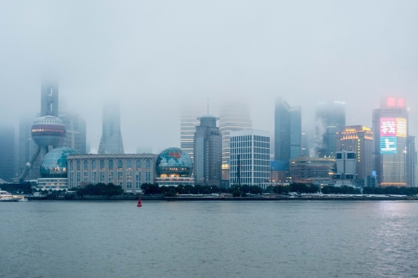 Shanghai skyline in smog