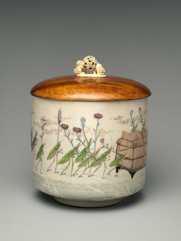 Freshwater Jar (Mizusashi) with Procession of Grasshoppers