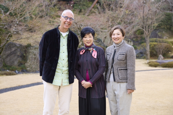 From left: Asia Society Japan policy committee chair Jesper Koll, Tokyo Governor Yuriko Koike, and Asia Society Japan director Sawako Hidaka