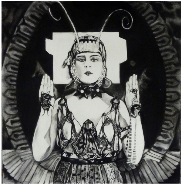 Chitra Ganesh, Ant Queen, Cleopatra (2012), charcoal on paper, 85.1 x 84.5 cm. 
