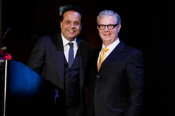 From left, 2015 Entertainment Visionary award winner Kishore Lulla, Group Executive Chairman, Eros International and Thomas E. McLain, Chairman Asia Society Southern California pose during the 2015 Asia Society Southern California Annual Gala on Thursday, June 20, 2015, in Century City, Calif. (Photo by Ryan Miller/Capture Imaging)