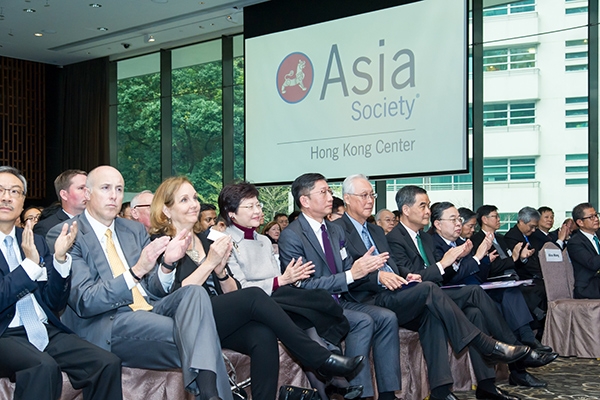 (L to R): Josette Sheeran (President, Asia Society), Carrie Lam (Chief Secretary for Administration, HKSAR), Sean Chiao (President, Asia Pacific, AECOM), Goh Chok Tung (Emeritus Senior Minister, Singapore), C.Y. Leung (Chief Executive, HKSAR) and Ronnie C. Chan (Chairman, Hang Lung Properties).