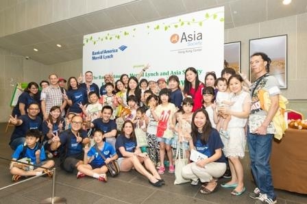 BAML volunteers and kids from various groups (Asia Society Hong Kong Center)