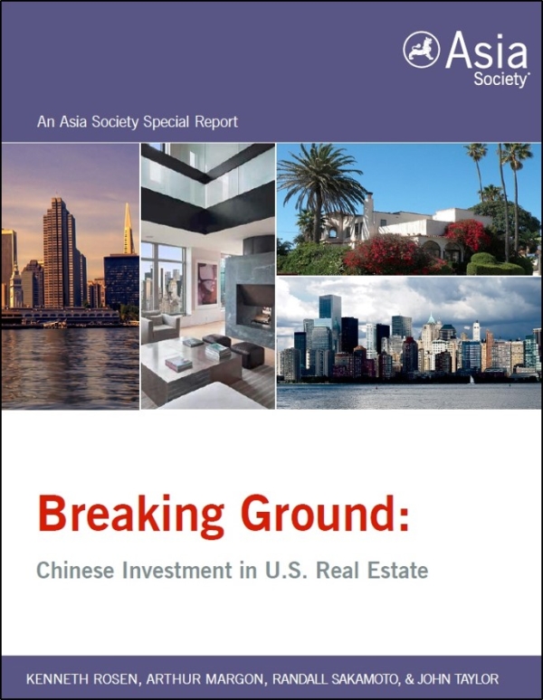 A copy of the "Breaking Ground: Chinese Investment in U.S. Real Estate" report cover. Report launches were held on May 16 in New York; May 24 in San Francisco, and May 25 in Los Angeles. (Asia Society)