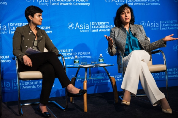 Opening Keynote Conversation with Sara Mathew, Chairman & CEO, Dun & Bradstreet (right) moderated by Stephanie N. Mehta, Deputy Managing Editor, Fortune (left)