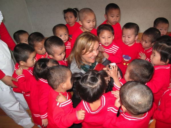 Visiting children at the South Phyongan Baby Home near Pyongyang, North Korea, in November 2010. (WFP/Rebecca Richards)