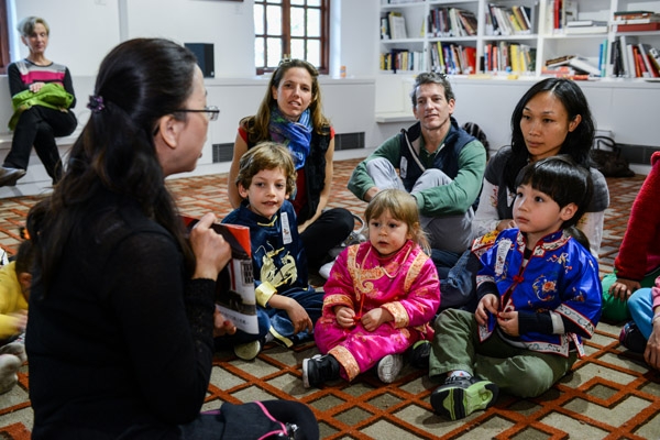 Parents and kids listened attentively during the Story Hour 