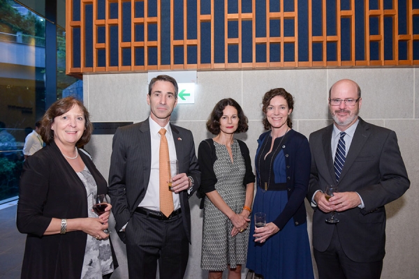 The evening's distinguished guests include consuls general from Israel (Sagi Karni, second from the left), New Zealand (Gabrielle Rush, second from the right) and Canada (Jeff Nankivell, far right)
