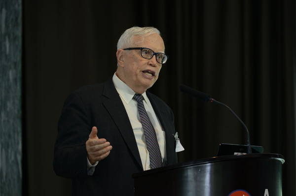 Dr. James Heckman speaks during his keynote at the "Forum on the Future of Education in Asia." (Alex Leung/Asia Society)