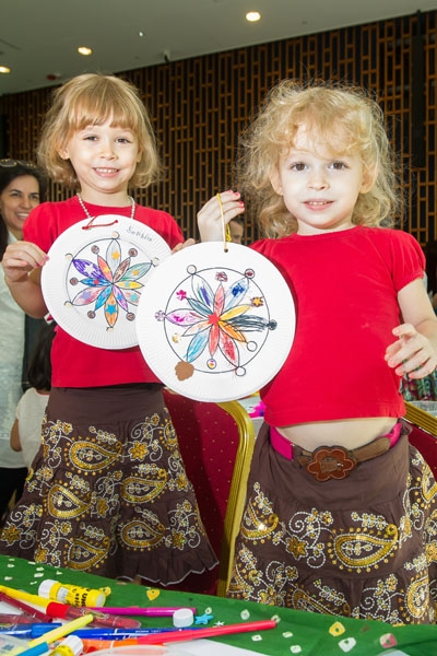 The children’s rangoli patterned ornament plate created at the Arts and Crafts corner in The Hong Kong Jockey Club Hall