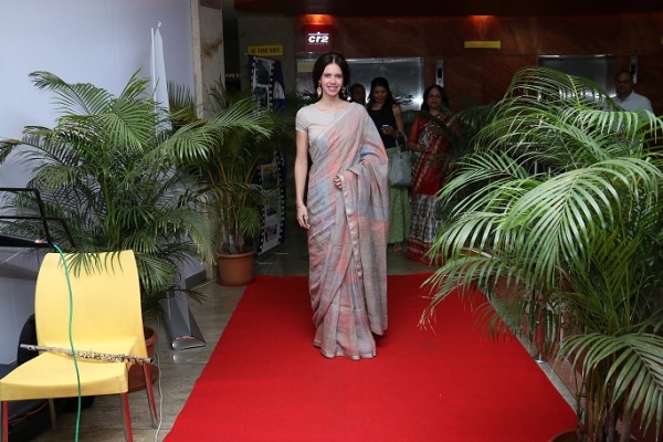 Kalki Koechlin, actress, arrives on the red carpet.