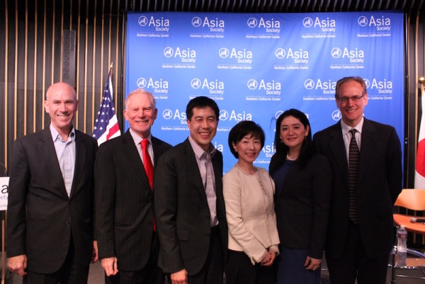The panelists pose with Pickering and Greenwood after the event. (Asia Society)