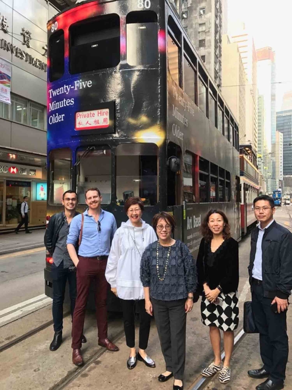 ASHK members getting ready to board  one of the city's iconic trams to experience Kingsley Ng’s "Twenty-Five Minutes Older".