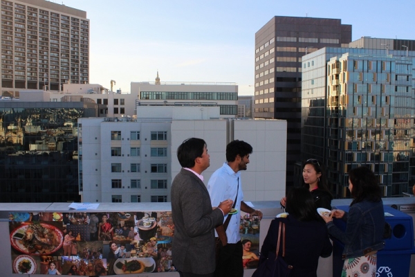 Guests enjoy views of San Francisco from the rooftop of venue sponsor, Panoramic Residences (Stesha Marcon Asia Society).