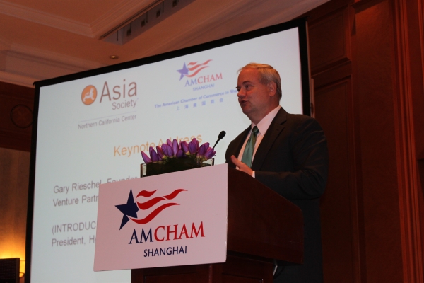 Gary Rieschel of Qiming Venture Partners delivered the keynote address at the Shanghai event. (Photo: Asia Society) 