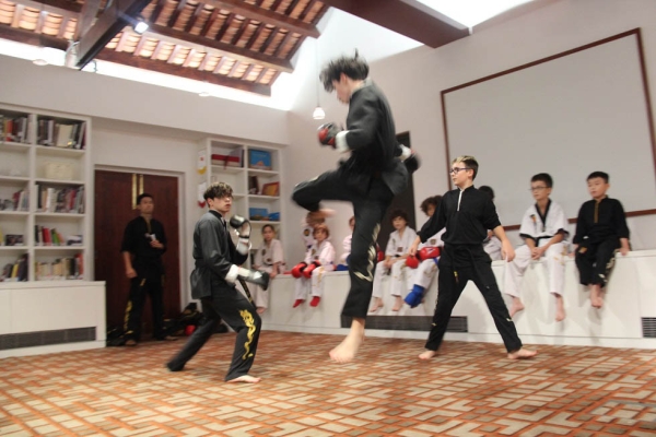 Young Kung Fu masters gives an impressive demonstration of their talents.