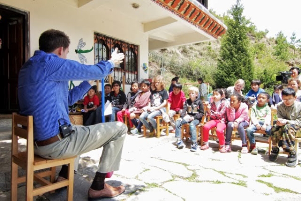 Adam Gilmore at Rosemary Primary School, Thimphu  for interactive space demonstration