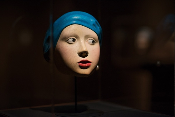 Bidou Yamaguchi's noh mask version of "Girl with a Pearl Earring" from the 'Traditions Transfigured' exhibition (Jeff Fantich)