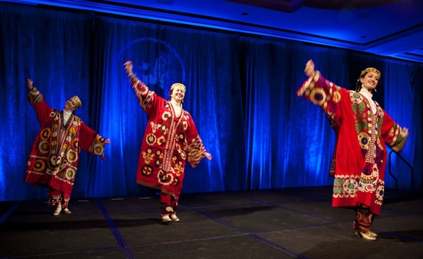 Silk Road Dance Company performing the dance, &quot;Tulips of Tajikistan&quot;. (Les Talusan/Asia Society)