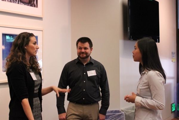 Melissa La Bouff (left), ASNC Program Manger, discusses the breakout session concept with two attendees. (Asia Society)